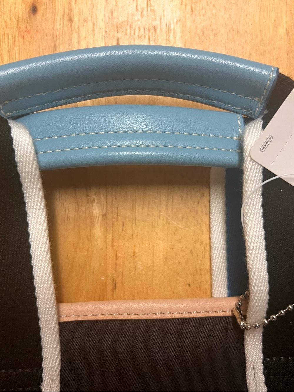 Coach Black Canvas Briefcase with Light Blue and Tan Trim - Picture 2 of 8